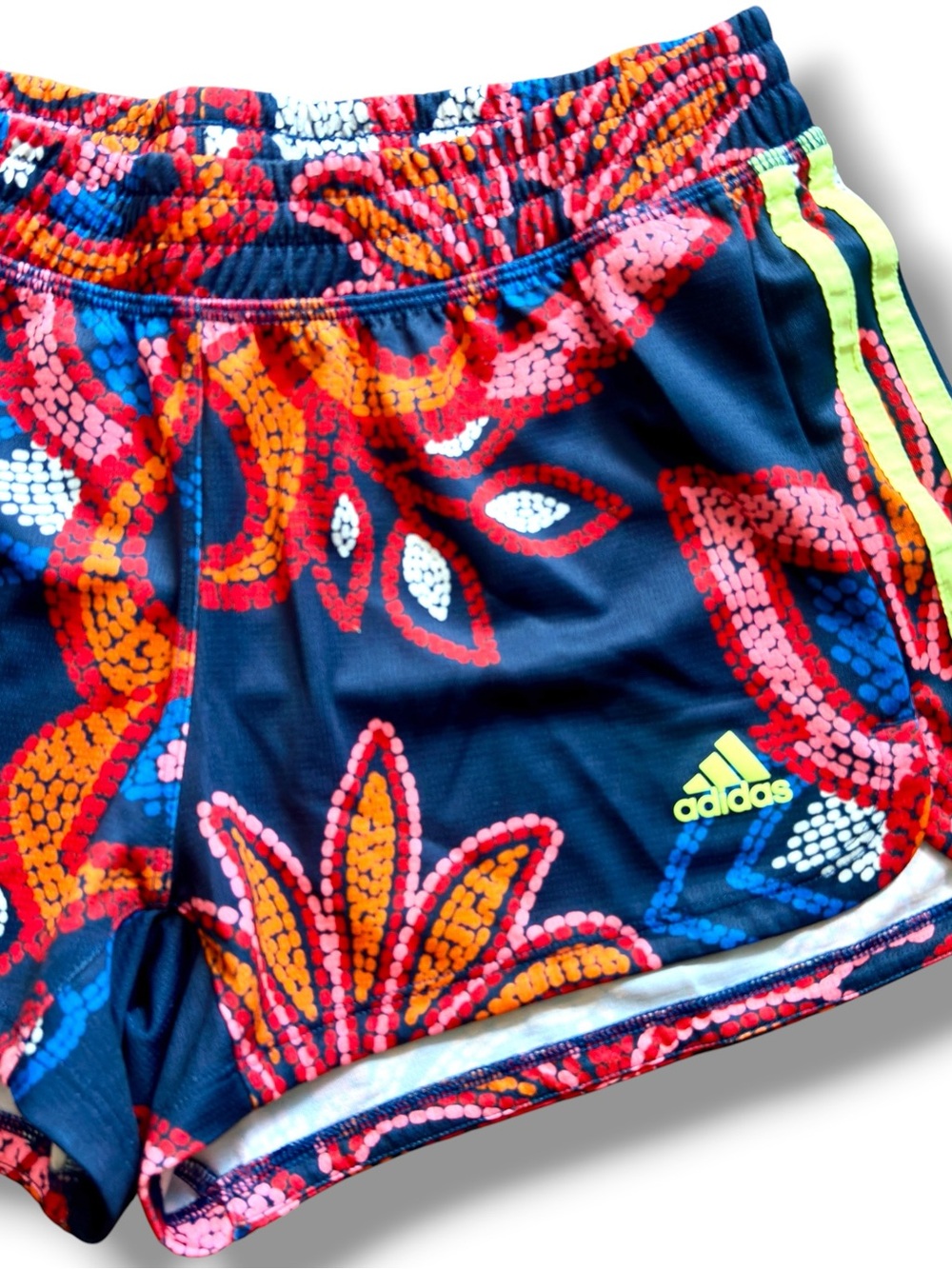 Women's Adidas Farm Rio Pacer 3-Stripes Knit Shorts in a blue floral print - Picture 8 of 16